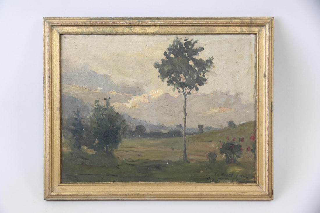 Tonalist Oil Landscape Painting in Giltwood Frame, Signed (1 of 9)