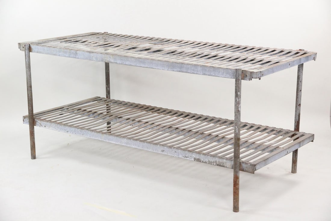 Industrial Galvanized Slatted Metal Two-Tier Garden Potting Table (1 of 11)