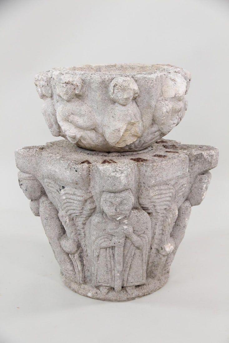 Medieval Neo-Gothic style Stone Planters and Sundial (1 of 11)