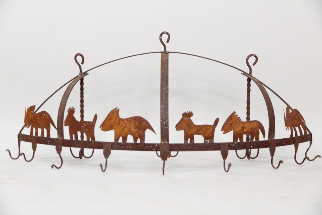 Large Wrought Iron Pot Rack with Diecut Safari Animals (1 of 13)