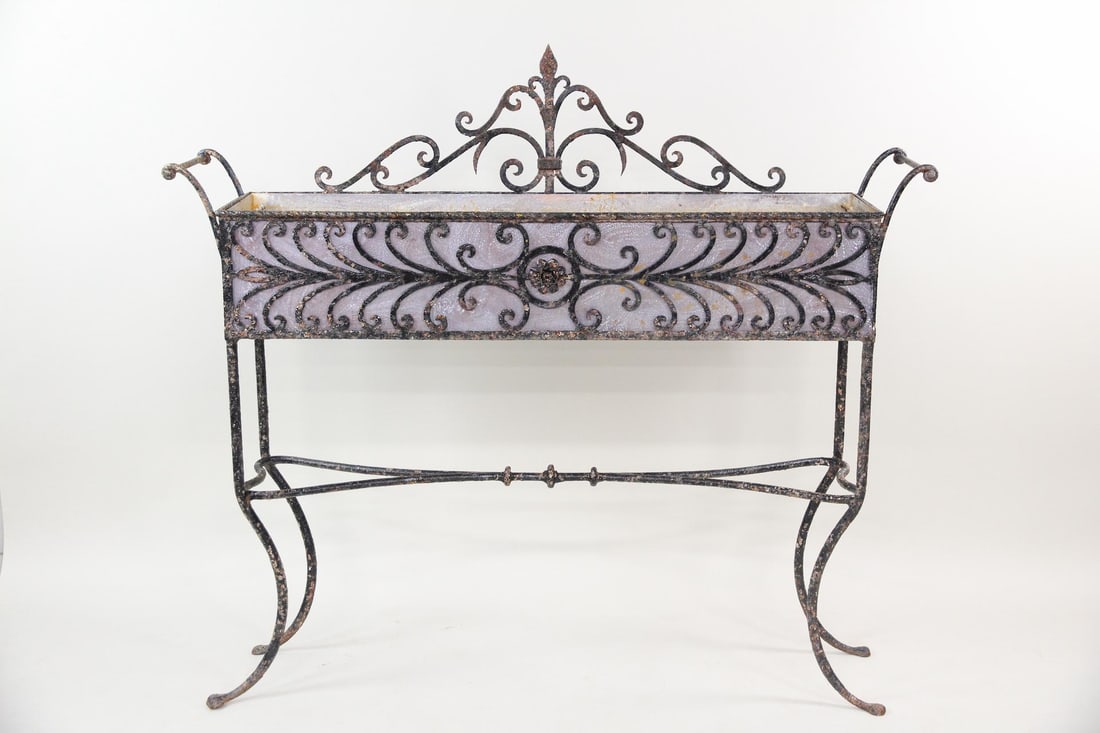 Wrought Iron Plant Stand with Copper Jardiniere Liner (1 of 15)