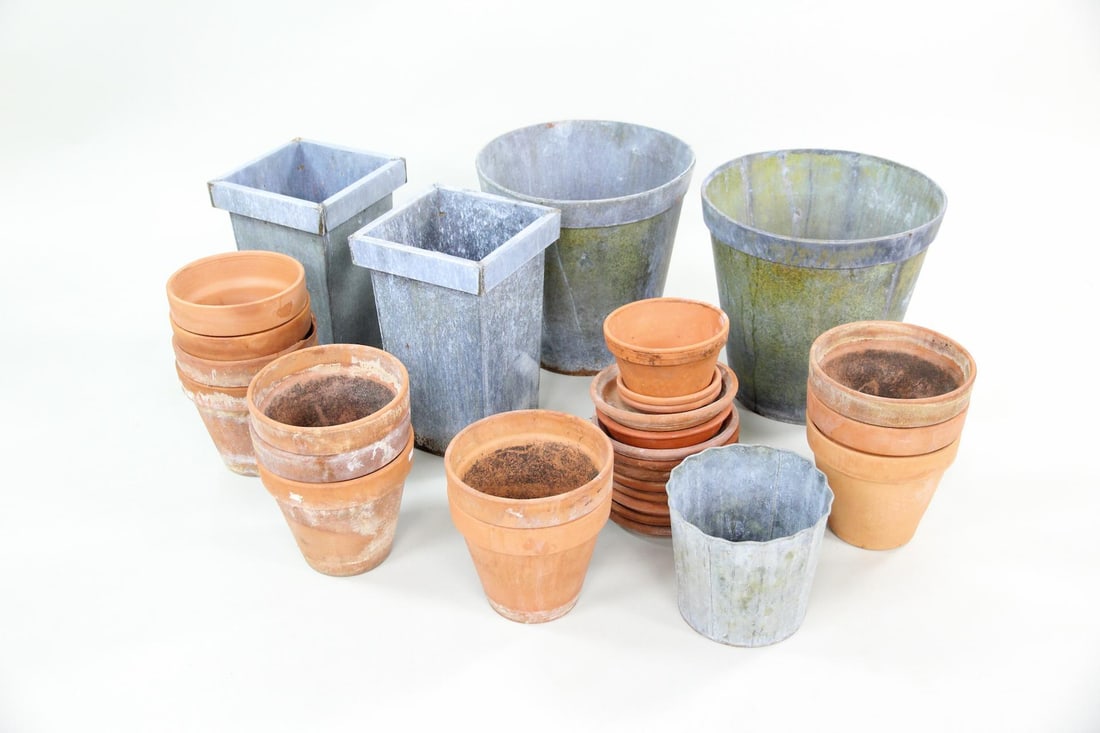 Group of Tin and Terracotta Planters, Made in Italy (1 of 10)