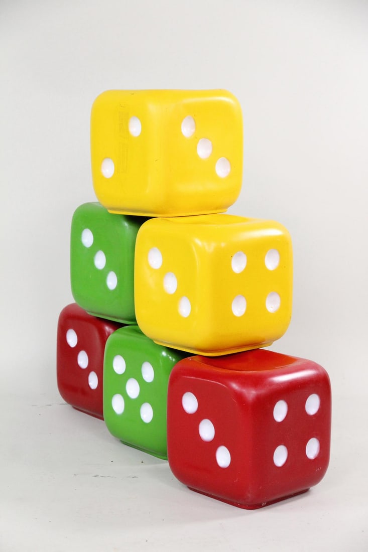 Set of 6 Oversized Fiberglass Dice Cubbies, Stools (1 of 12)