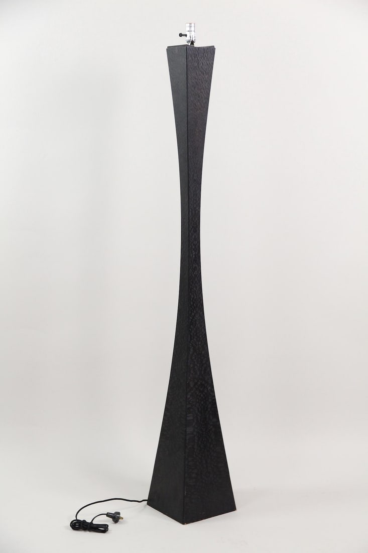 Contemporary Tapered Wood Floor Cubist Hourglass Floor Lamp (1 of 7)