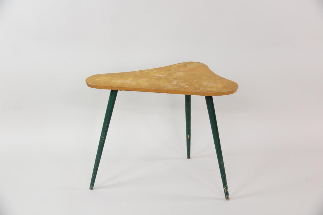 Freeform Wood Tripod Side Table with Green Legs (1 of 9)