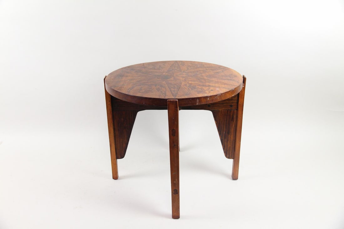 Small Round Carved Star Design Side Table (1 of 10)