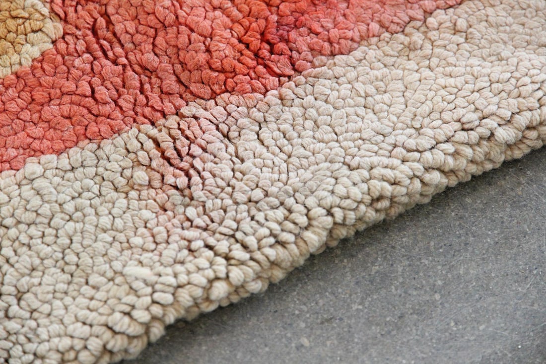 Abstract Geometric Hooked Wool Rug - 4