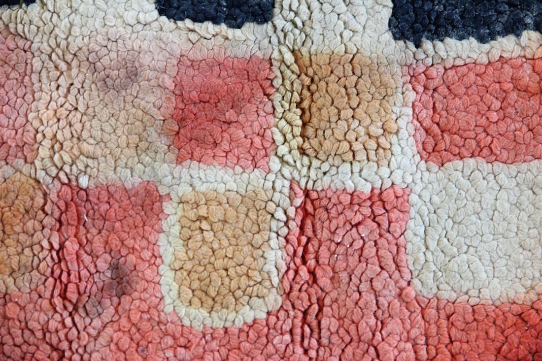 Abstract Geometric Hooked Wool Rug - 5