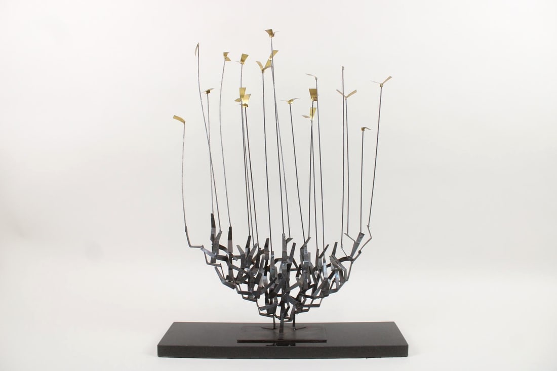 Brutalist Iron, Brass, & Granite Sculpture (1 of 9)
