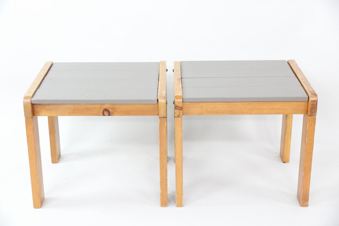 Pair of Pine Side Tables with Gray Tops (1 of 10)