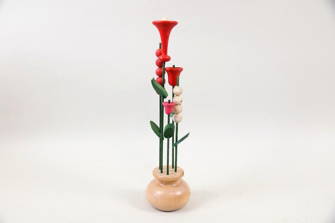 Postmodern Wooden Flower Sculpture by Aarikka Finland (1 of 8)