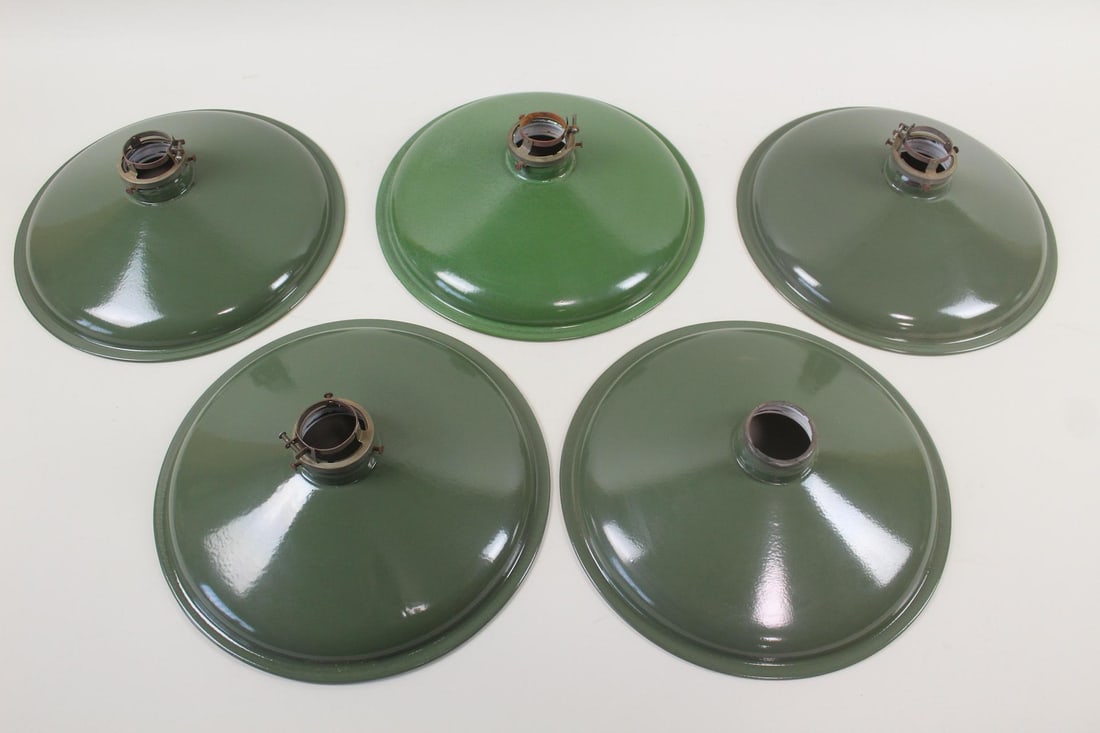 Lot of 5 Industrial Green Enamel Shades (1 of 6)