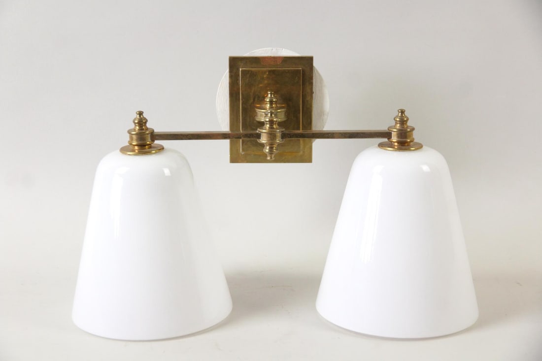 Contemporary Brass & Glass T-Bar Sconce, Ann-Morris (1 of 9)