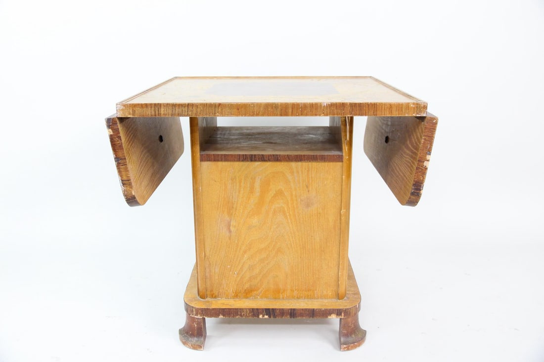 Art Deco Inlaid Drop Leaf Project Cocktail Table (1 of 13)