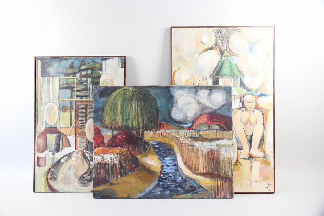 Group of 3 Expressionist Paintings, Signed Luti '57 & '61 (1 of 16)