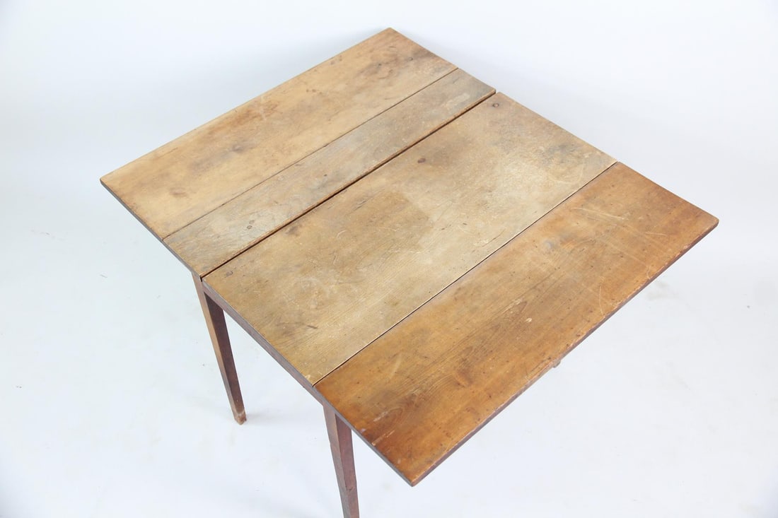 Primitive Drop-Leaf Wooden Table - 7