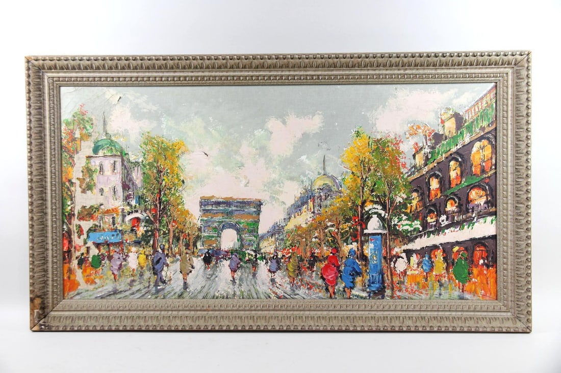 Large Impressionist Painting, Parisian Street Scene (1 of 12)