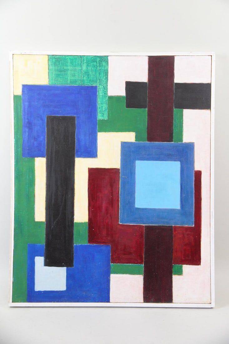 Modernist Colorful Geometric Abstract Painting, John Stark Woodstock (1 of 11)