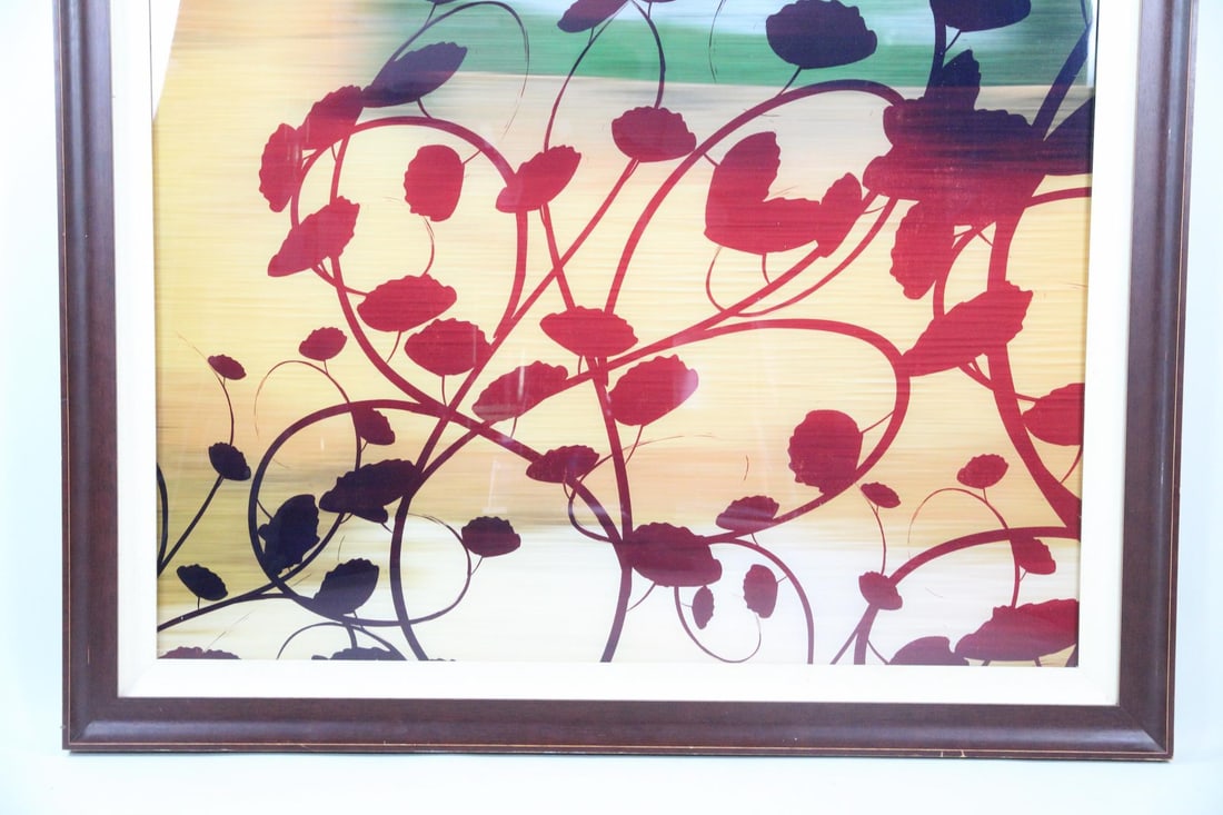 Large Framed Foliate Lithograph - 2