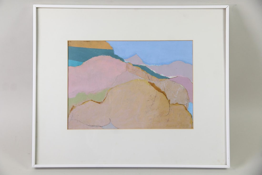 Norman Narotzky "Living Landscape" Framed Abstract Paper Collage, 1981: Norman Narotzky "Living Landscape" Framed Abstract Paper Collage, 1981. Signed "Narotzky '81" and attributed on the back to Norman Narotzky as part of his "Living Landscape Series" this paper collage