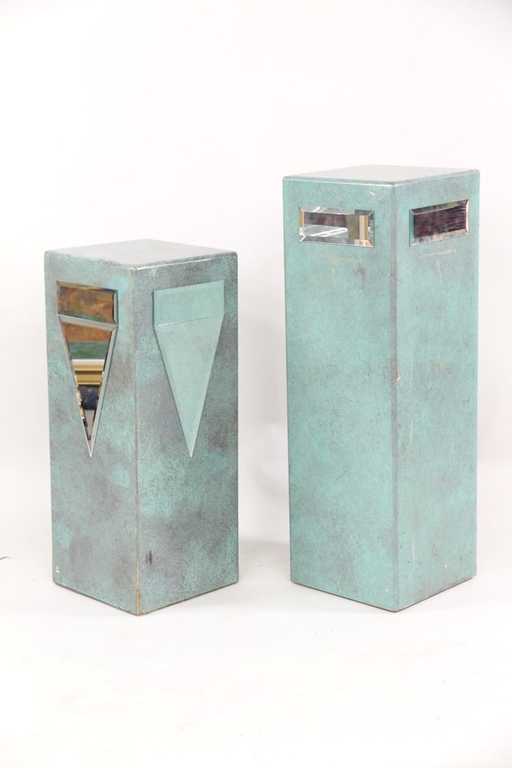 Pair of Pedestals with Geometric Mirrors (1 of 10)
