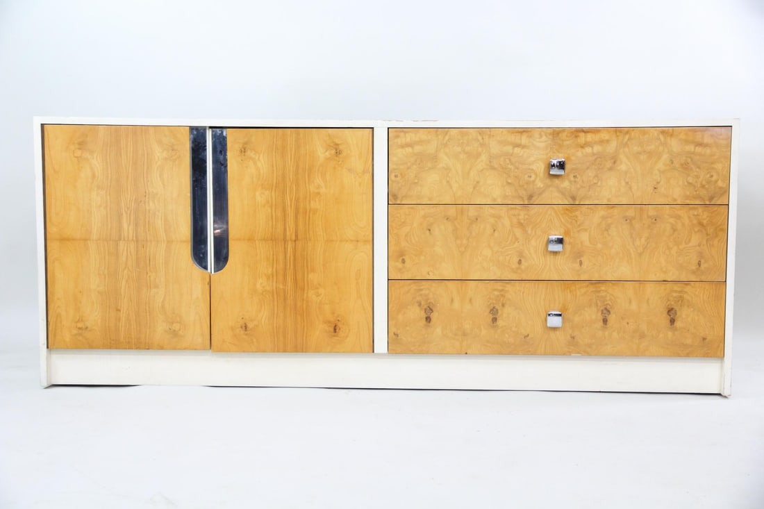 Burlwood & White Laminate Credenza, Milo Baughman (1 of 11)