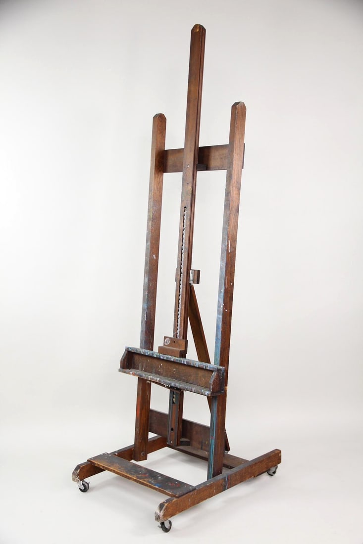Large Anco Bilt Wooden Artist's Easel, Paint Splattered (1 of 10)