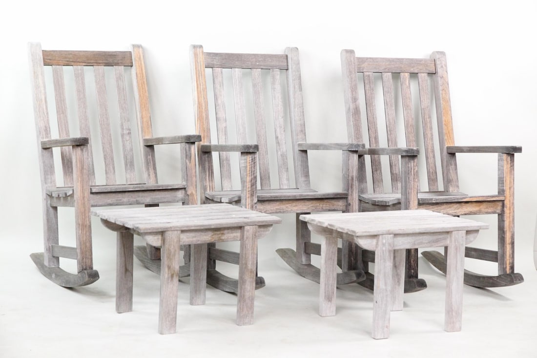 Smith & Hawken Teak Outdoor Rocking Chairs & Side Tables (1 of 20)