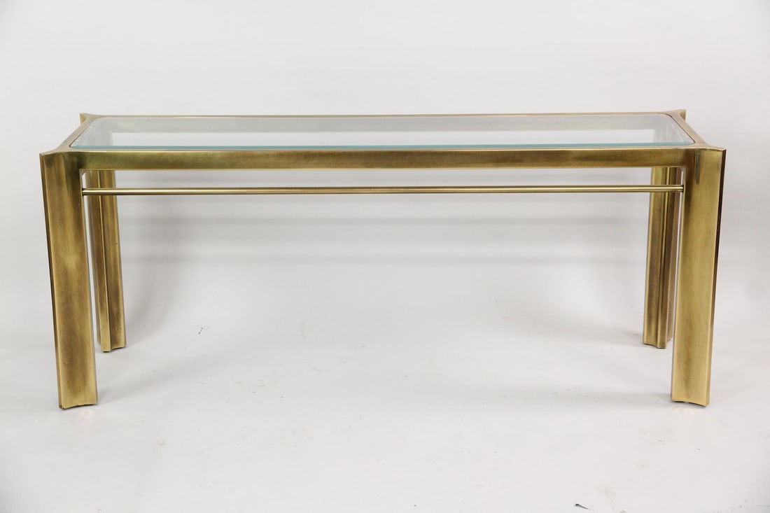 Mastercraft Brass & Glass Console Table (1 of 13)