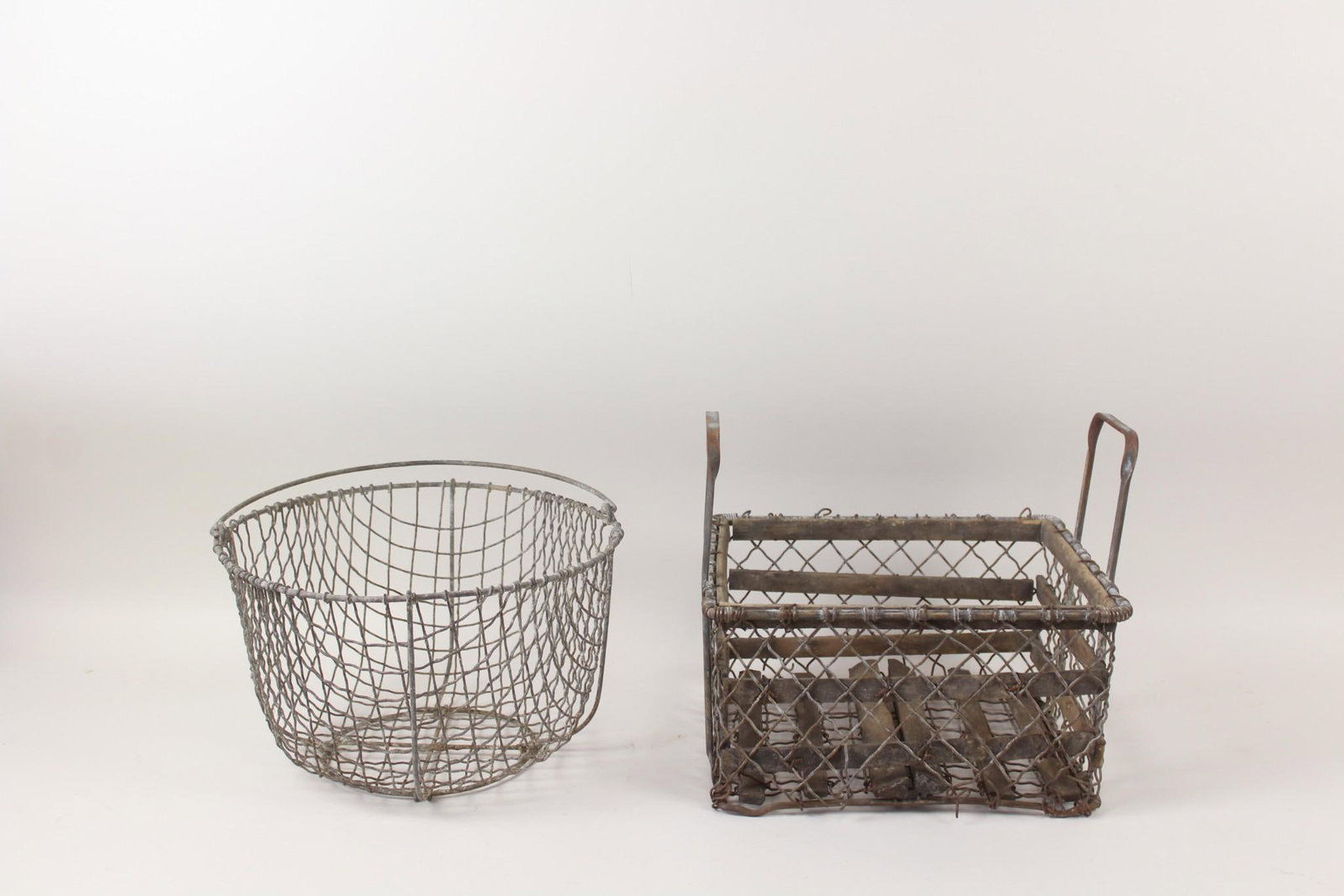 Lot of 2 Industrial Galvanized Wire Baskets (1 of 8)