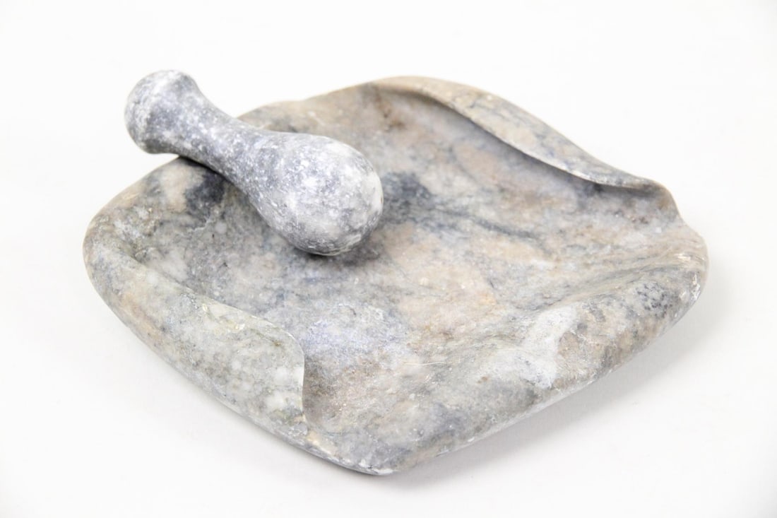 Carved Natural Marble Stone Mortar and Pestle Set (1 of 8)