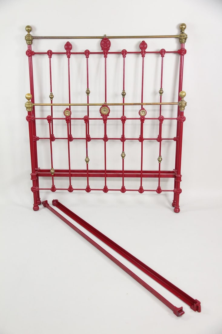 Pink Cast Iron & Brass Full Double Bed Frame (1 of 13)