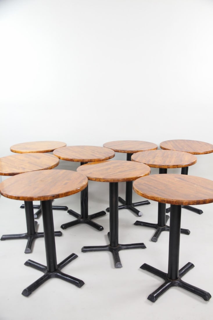Set of 9 Cast Iron Base Restaurant Pub Tables (1 of 9)