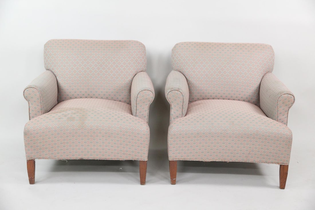 Pair of Upholstered Lounge Chairs with Slipcovers (1 of 15)
