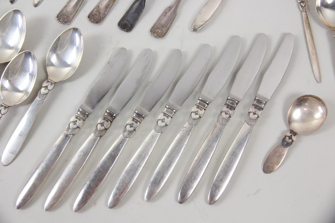 48 Pc Georg Jensen Cactus Pattern Sterling Silver Flatware - 13