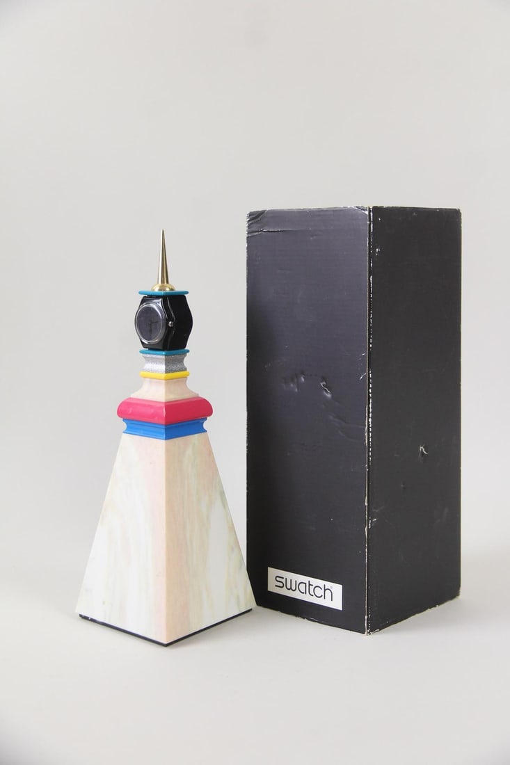Swatch Mendini Tower Limited Edition Clock: Swatch Mendini Tower Limired Edition Clock.1998 Art Special desk sculpture and watch designed by the Italian architect and designer Alessandro Mendini. Numbered 7002 out of an edition of 9999.