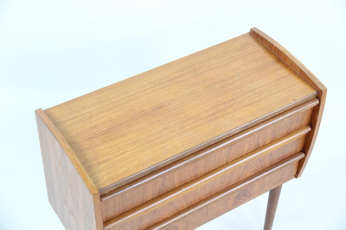 Teak 3 Drawer Chest Side Table - 5