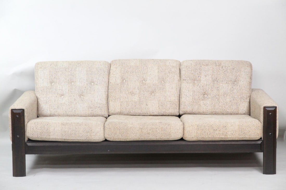 Cubist Tweed & Dark Wood 3-Seat Sofa (1 of 11)