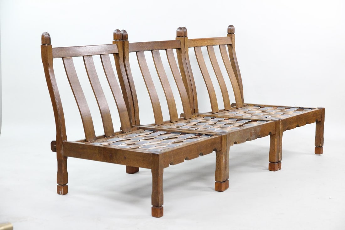 Oak Modular Sofa with 3 Seats - 10