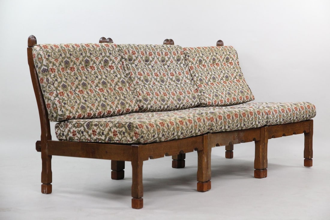 Oak Modular Sofa with 3 Seats - 3