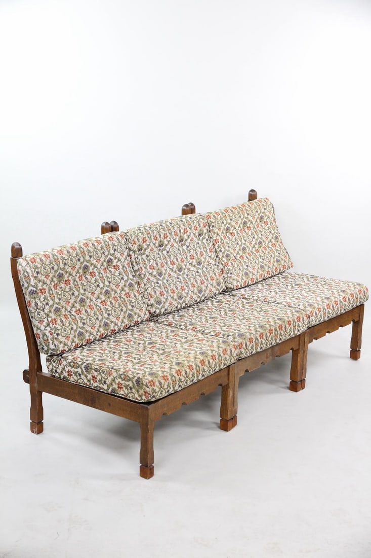 Oak Modular Sofa with 3 Seats - 6