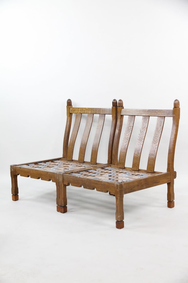 Oak Modular Sofa with 2 Seats - 9