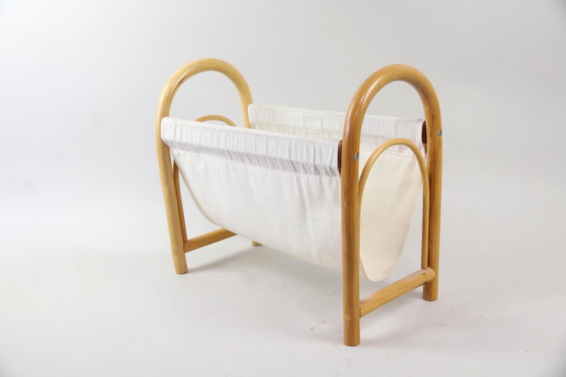 Bentwood and Canvas Sling Magazine Rack (1 of 7)