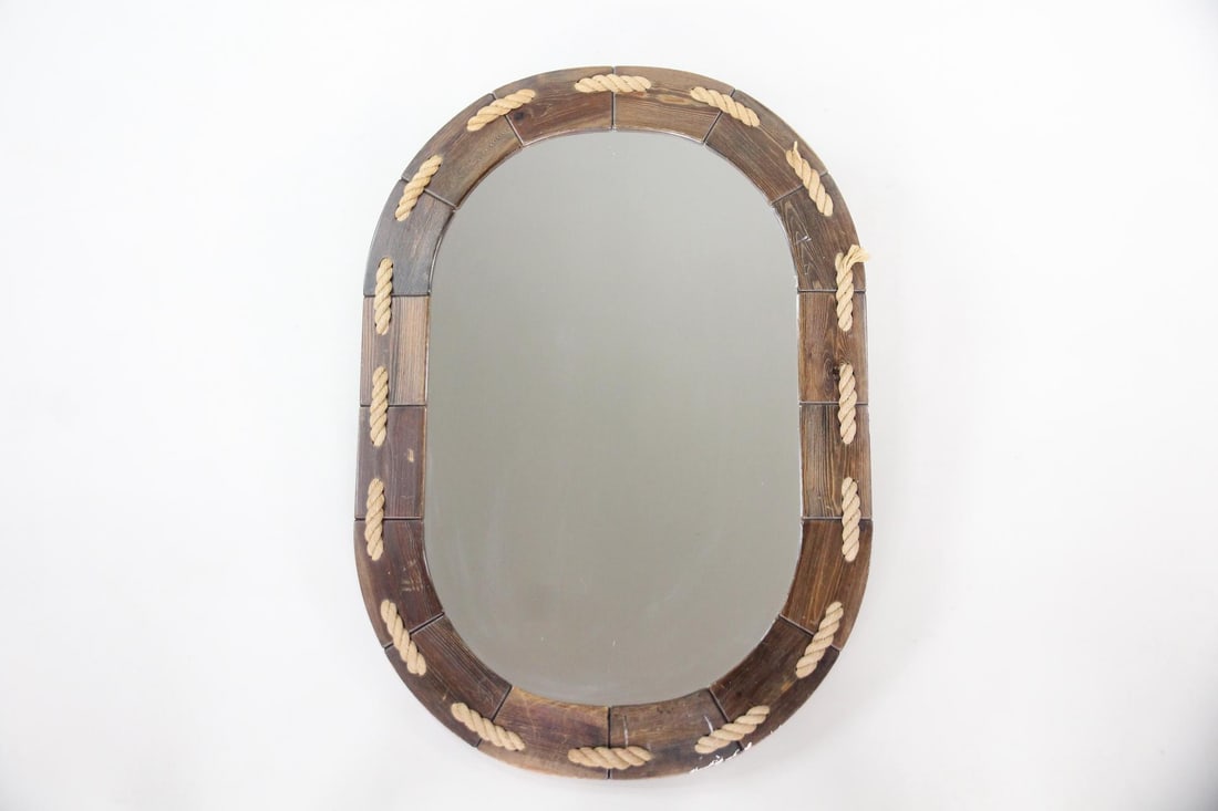 Large Danish Nautical Pine & Rope Mirror (1 of 8)