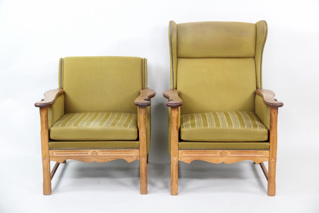His and Hers Pair of Oak Lounge Chairs, Henning Kjaernulf (1 of 18)