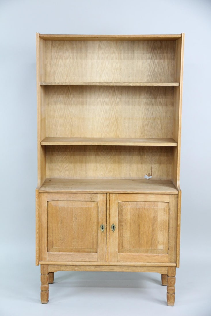 Brutalist Oak Bookcase with Cabinet (1 of 9)