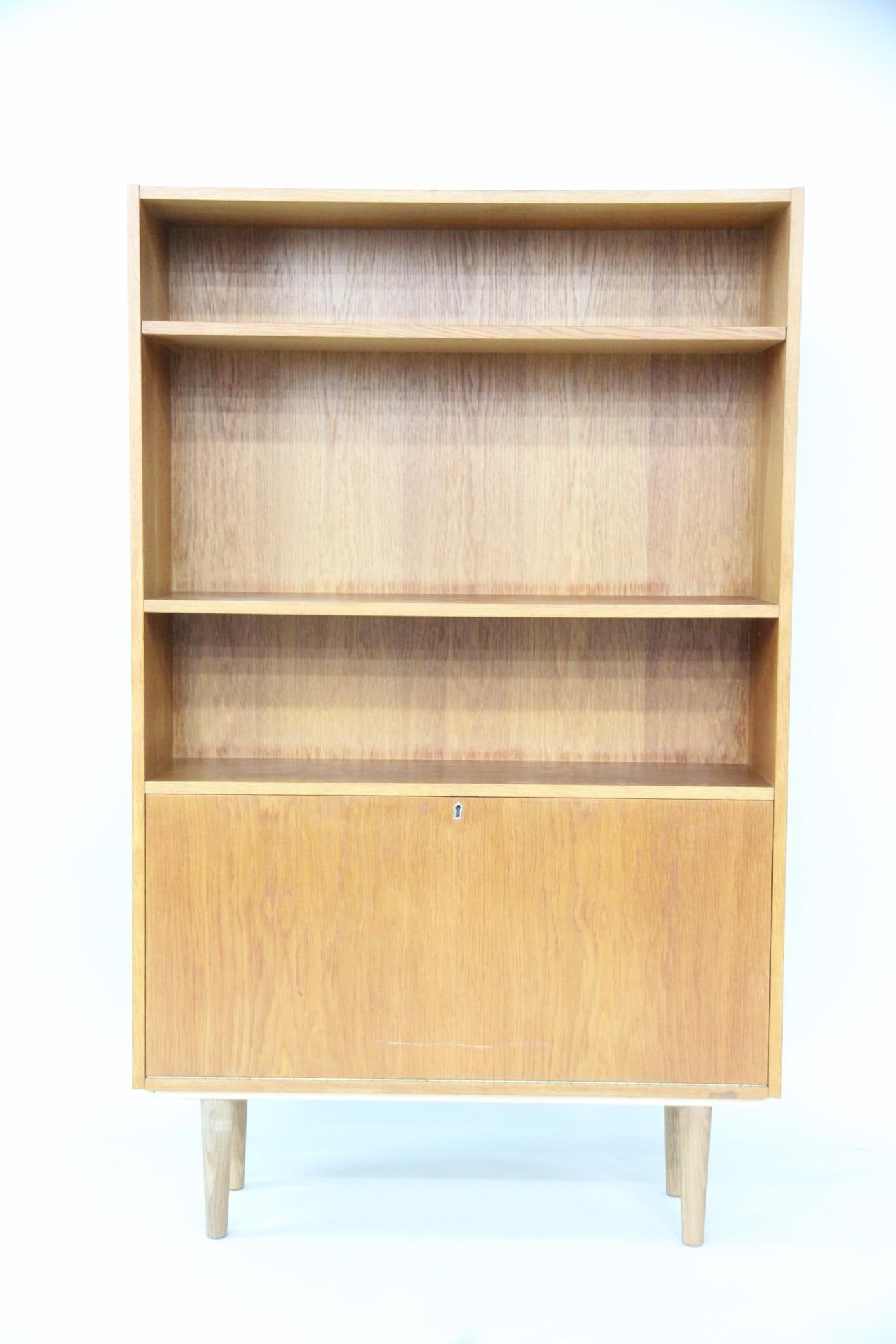 Danish Wooden Bookcase with Flip-Down Storage (1 of 12)