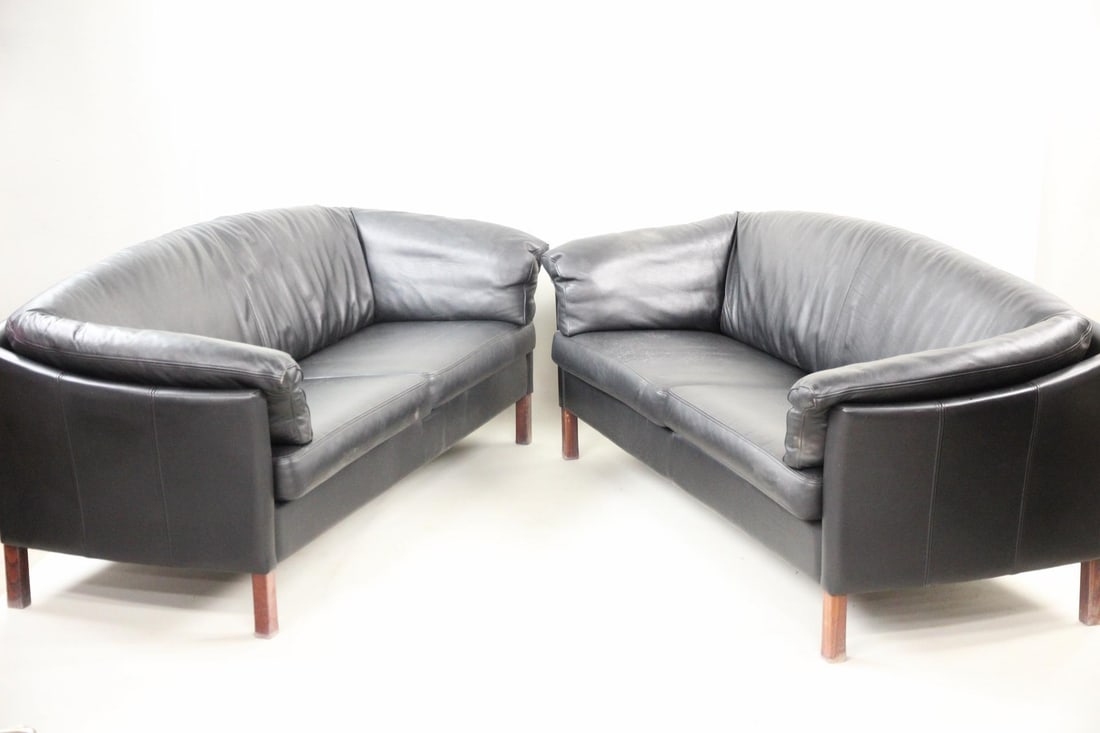 Pair of Danish Rosewood & Leather Sofas, Mogens Hansen (1 of 12)