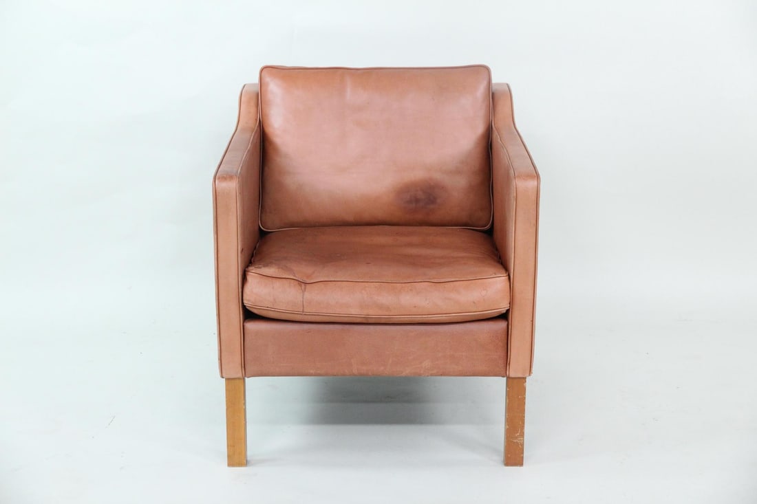 Rosy Brown Leather Club Chair, Borge Morgesen (1 of 17)