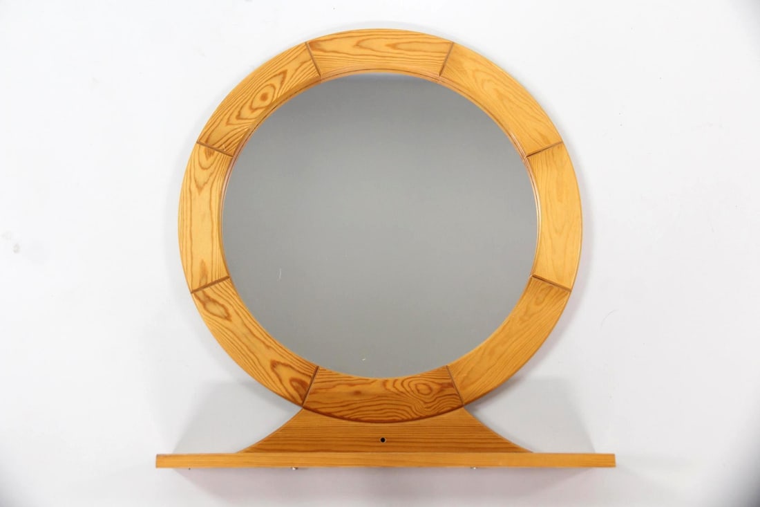 Scandinavian Chunky Pine Mirror with Shelf (1 of 7)